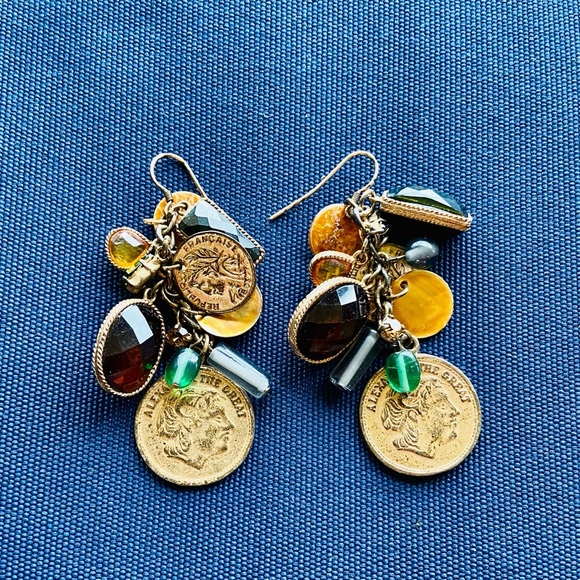 Coin Charm Bracelet, Pendant and Earrings Mixed Media, Jewels, Rhinestones - Picture 7 of 16